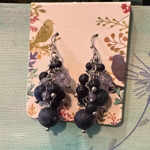 Elegant Silver and Blue Beaded Earrings